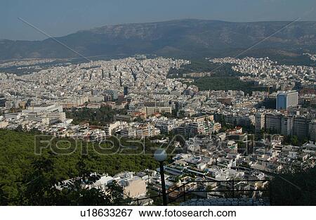 Stock Photo - Aerial view of the city Athens, Greece. Fotosearch