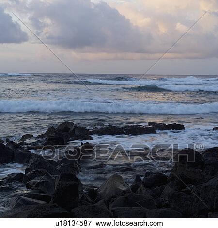 Stock Photo - Hawaiian Islands of Molokai and Kauai - Ocean Views. Fotosearch