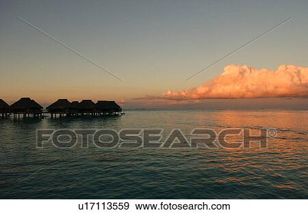 Stock Photo - Panoramic view of the sea, Moorea, Tahiti, French Polynesia, South Pacific. Fotosearch