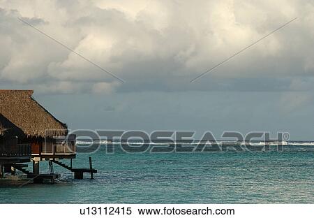 Stock Photography - Panoramic view of the sea, Moorea, Tahiti, French Polynesia, South Pacific. Fotosearch