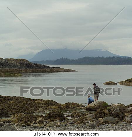 Stock Photo - Rocky shoreline, Wickaninnish Beach Trail, Vancouver Island, Canada. Fotosearch