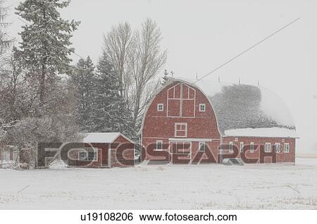 Stock Photograph - Barn and Buildings on Farm in Alberta Canada. Fotosearch