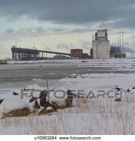 Churchill Northern Manitoba Grain Elevator on Shoreline View Large Photo Image Picture - Churchill Northern Manitoba Grain Elevator on Shoreline. Fotosearch