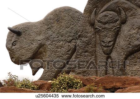 Stock Photography - Buffalo carving. Fotosearch