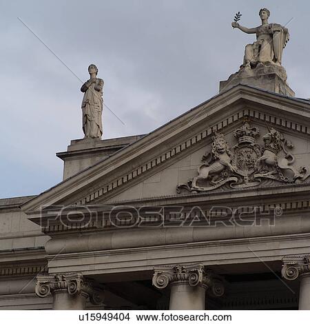 Dublin, Ireland - Pediment of Bank of Ireland building View Large Photo Image Picture - Dublin, Ireland - Pediment of Bank of Ireland building. Fotosearch