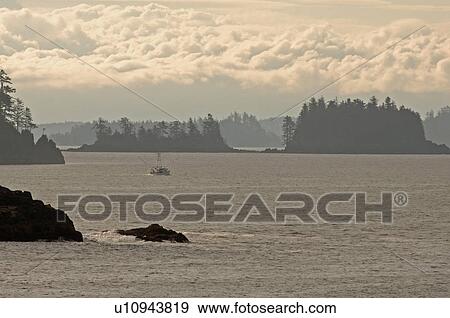Stock Photo - Broken Islands at sunrise, Pacific Rim National Park, Vancouver Island, Canada. Fotosearch