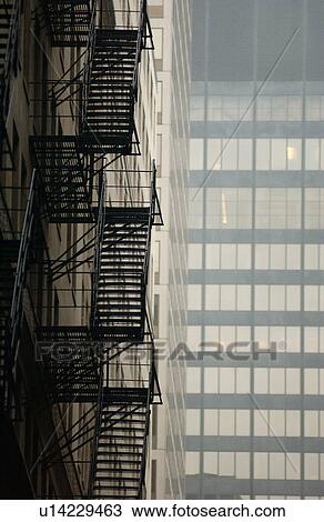 Fire escape of a high rise building View Large Photo Image Stock Image - Fire escape of a high rise building. Fotosearch
