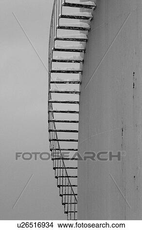 Picture - Stairs on side of grain elevator. Fotosearch