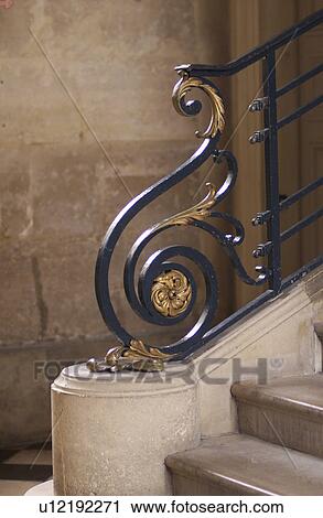 Stairs with a metal girl of a building View Large Photo Image Stock Image - Stairs with a metal girl of a building. Fotosearch