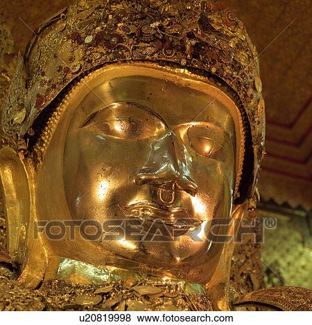 Face of Golden Buddah in Buddhist Temple View Large Photo Image Stock Photo - Face of Golden Buddah in Buddhist Temple. Fotosearch