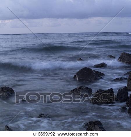 Stock Image - Hawaiian Islands of Molokai and Kauai - Ocean Views. Fotosearch