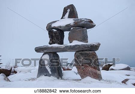 Stock Image - Churchill Northern Manitoba town and surroundings Eskimo monument. Fotosearch