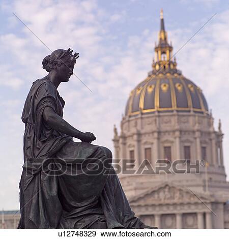 Stock Photo - Statue of Woman With San Francisco City Hall. Fotosearch