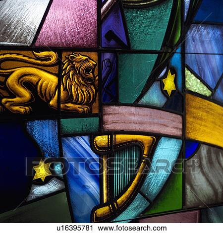 Stock Image - Synagogue - Stained Glass Windows. Fotosearch