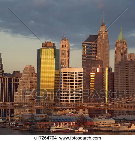 Brooklyn Bridge and Manhattan skyline, New York City View Large Photo Image Picture - Brooklyn Bridge and Manhattan skyline, New York City. Fotosearch