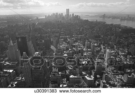 Stock Image - Manhattan Aerial Views, New York City. Fotosearch