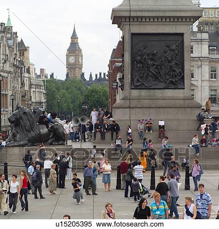 People walking in Trafalgar square, London, England View Large Photo Image Stock Photography - People walking in Trafalgar square, London, England. Fotosearch