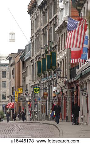 Stock Photo - People walking on the streets of Montreal, Canada. Fotosearch