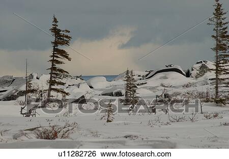 Stock Photograph - Churchill Northern Manitoba town and surroundings landscape. Fotosearch