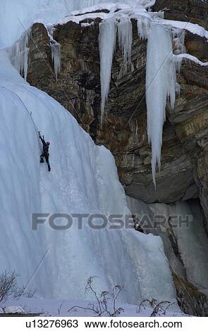 Stock Image - Lake Louise - Ice / Rock Climbing. Fotosearch