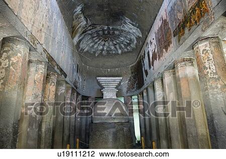 Columns in a cave, Ajanta, Maharashtra, India View Large Photo Image Stock Image - Columns in a cave, Ajanta, Maharashtra, India. Fotosearch