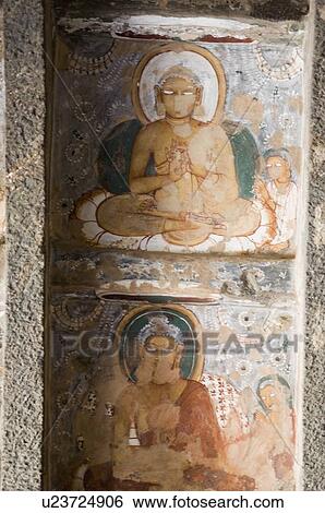 Fresco of Buddha on the wall of a cave, Ajanta, Maharashtra, India View Large Photo Image Stock Photograph - Fresco of Buddha on the wall of a cave, Ajanta, Maharashtra, India. Fotosearch