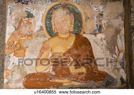 Fresco of Buddha on the wall of a cave, Ajanta, Maharashtra, India View Large Photo Image Stock Photography - Fresco of Buddha on the wall of a cave, Ajanta, Maharashtra, India. Fotosearch