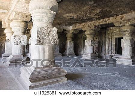 Interiors of a cave, Ellora, Aurangabad, Maharashtra, India View Large Photo Image Stock Image - Interiors of a cave, Ellora, Aurangabad, Maharashtra, India. Fotosearch