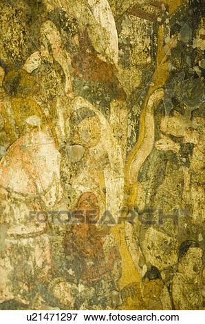 Stock Photo - Mural on the wall of a cave, Ajanta, Maharashtra, India. Fotosearch