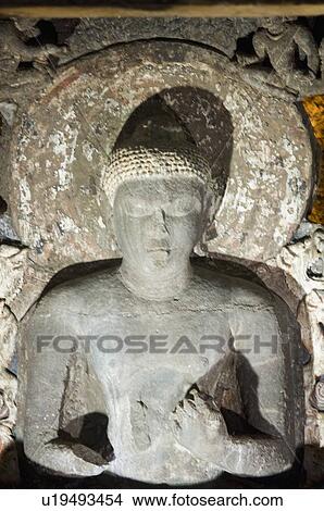 Statue of Buddha in a cave, Ajanta, Maharashtra, India View Large Photo Image Picture - Statue of Buddha in a cave, Ajanta, Maharashtra, India. Fotosearch