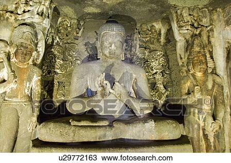 Statue of Buddha in a cave, Ajanta, Maharashtra, India View Large Photo Image Stock Image - Statue of Buddha in a cave, Ajanta, Maharashtra, India. Fotosearch
