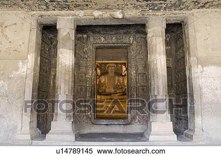 Statue of Buddha in a cave, Ajanta, Maharashtra, India View Large Photo Image Stock Photography - Statue of Buddha in a cave, Ajanta, Maharashtra, India. Fotosearch