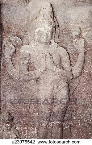 Statue of lord Vishnu carved in a cave, Ellora, Aurangabad, Maharashtra, India View Large Photo Image Stock Image - Statue of lord Vishnu carved in a cave, Ellora, Aurangabad, Maharashtra, India. Fotosearch