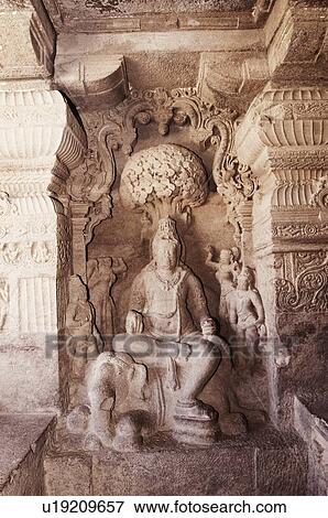 Stock Photo - Statue of Yakshini Guardian carved in a cave, Ellora, Aurangabad, Maharashtra, India. Fotosearch