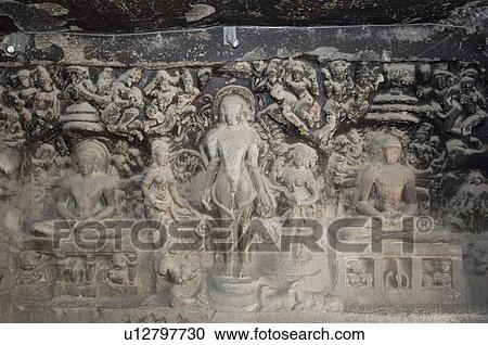 Statues carved in a cave, Ellora, Aurangabad, Maharashtra, India View Large Photo Image Stock Image - Statues carved in a cave, Ellora, Aurangabad, Maharashtra, India. Fotosearch