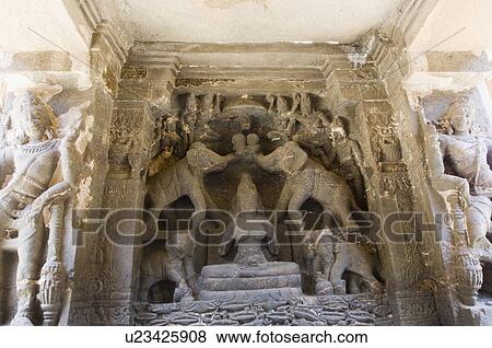 Statues in a cave, Ellora, Aurangabad, Maharashtra, India View Large Photo Image Stock Photo - Statues in a cave, Ellora, Aurangabad, Maharashtra, India. Fotosearch