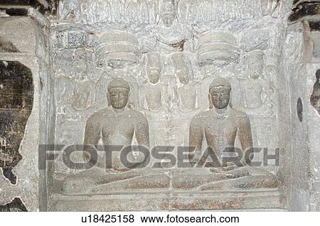 Statues of Mahavira carved in a cave, Ellora, Aurangabad, Maharashtra, India View Large Photo Image Stock Photo - Statues of Mahavira carved in a cave, Ellora, Aurangabad, Maharashtra, India. Fotosearch