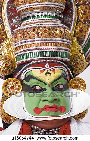 Picture - Close-up of a Kathakali dance performer. Fotosearch