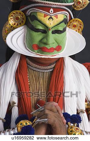 Close-up of a Kathakali dance performer View Large Photo Image Stock Image - Close-up of a Kathakali dance performer. Fotosearch