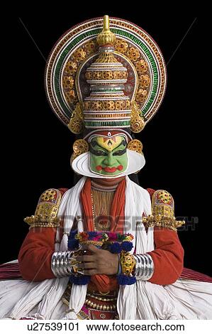 Stock Image - Close-up of a Kathakali dance performer. Fotosearch