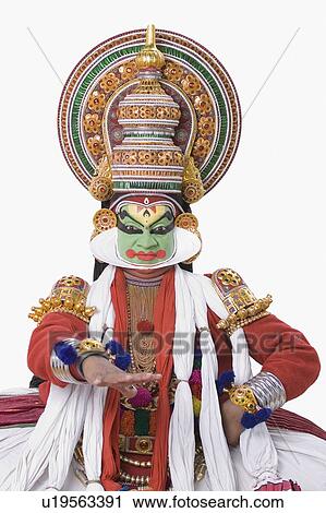 Stock Image - Portrait of a Kathakali dance performer. Fotosearch