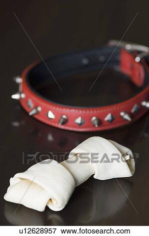 Stock Photo - Close-up of a pet collar and a dog bone. Fotosearch