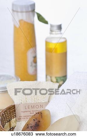 Close-up of spa treatment products View Large Photo Image Stock Image - Close-up of spa treatment products. Fotosearch