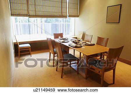 Stock Photo - High angle view of a place setting in a restaurant. Fotosearch