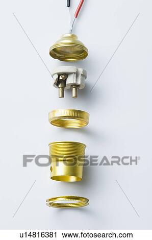 Stock Image - Close-up of a bulb holder with wire. Fotosearch