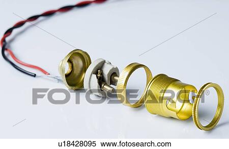 Stock Photography - Close-up of a bulb holder with wire. Fotosearch