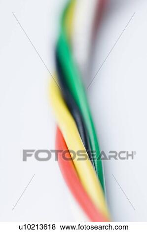 Close-up of multi-colored power cables View Large Photo Image Stock Photo - Close-up of multi-colored power cables. Fotosearch