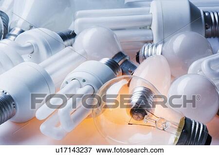 Close-up of compact fluorescent light bulbs View Large Photo Image Stock Photo - Close-up of compact fluorescent light bulbs. Fotosearch