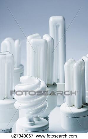 Stock Photo - Close-up of compact fluorescent light bulbs. Fotosearch