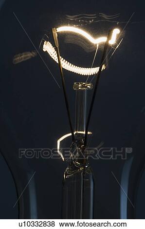 Stock Photo - Close-up of the lit filament of a bulb. Fotosearch